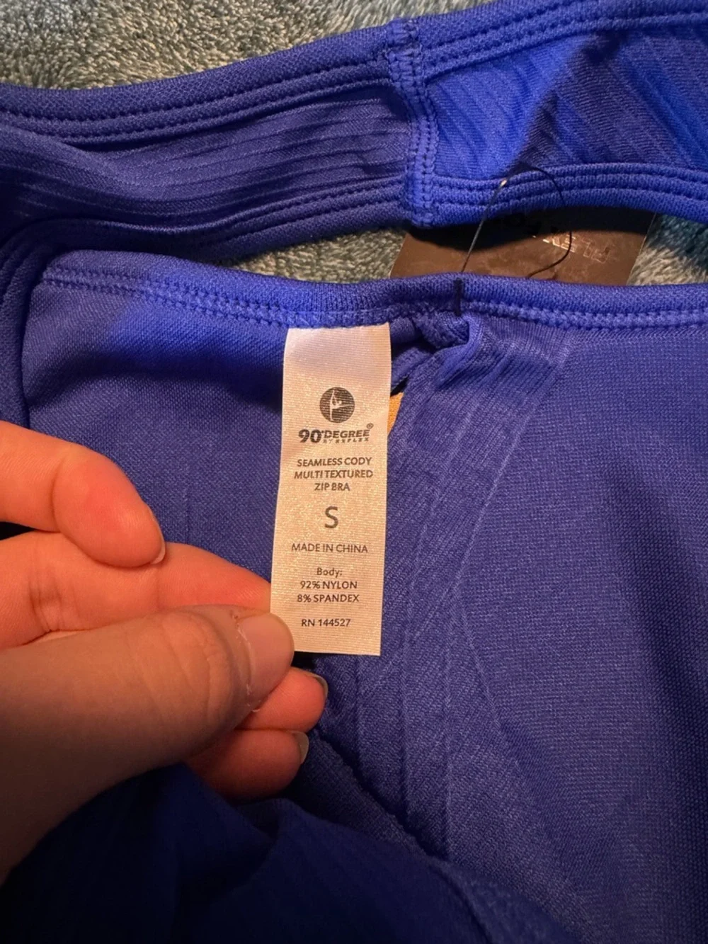 90 Degree by Reflex Royal‎ Blue Front-Zip Racerback Sports Bra Size Small NWT
